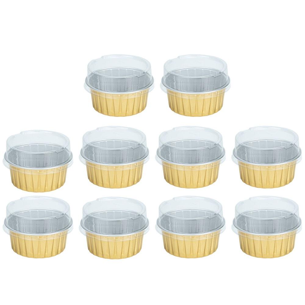 10pcs Small Baking Pudding Cake Mold Cake Tool Tinfoil Box Gifts Tray Tinfoil Cups