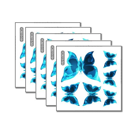 Синие наклейки на стену в виде бабочки Светятся в темноте со сверкающим эффектом Водонепроницаемые Легко наносятся Элегантные наклейки для украшения комнаты Сексуальная одежда для взрослых