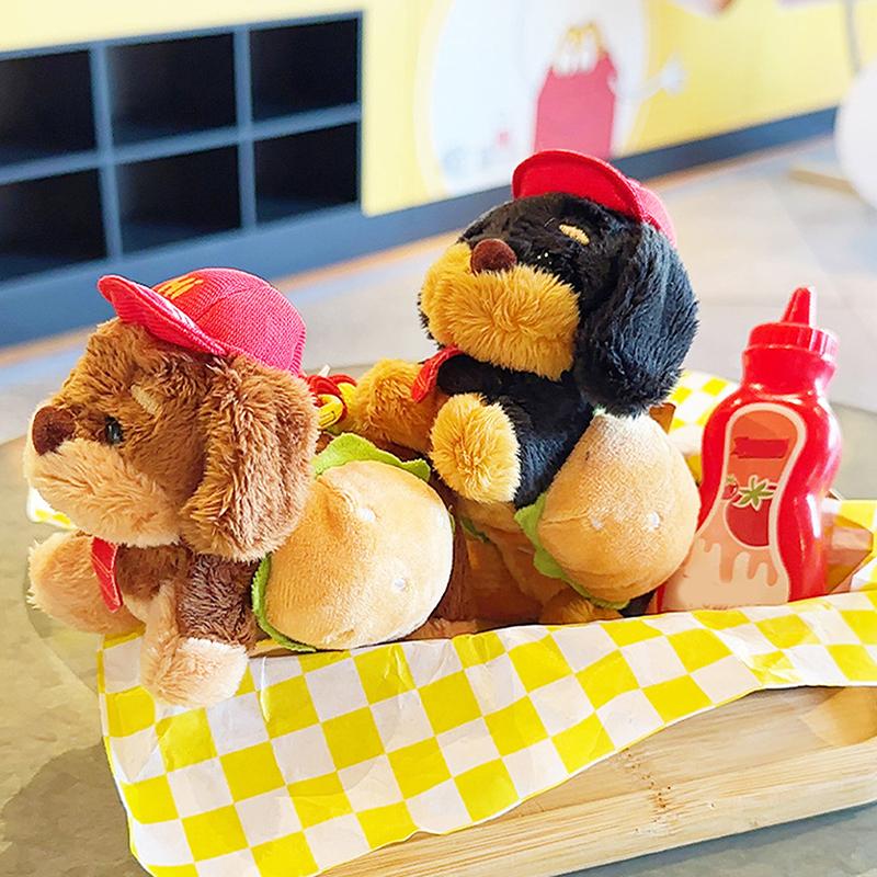 Плюшевая подвеска в виде собаки-сосиски, камера, гамбургер, декоративная кукла, брелок, кукла, ручная игрушка, подарок