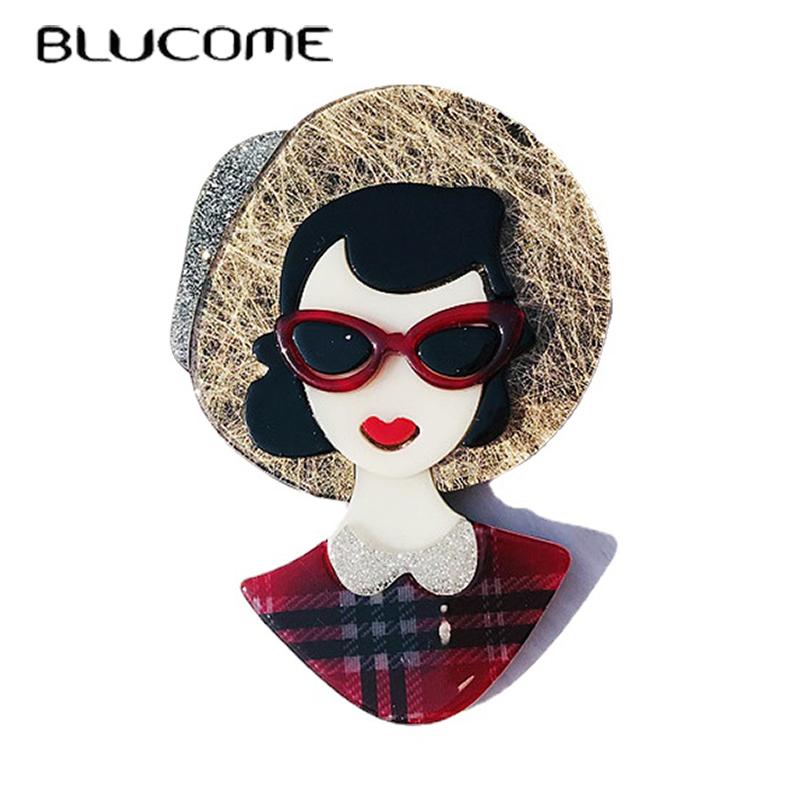Blucome Модная фигурная брошь, акриловая корсаж для девочек, пальто для девочек, шляпа, сумка, булавки для хиджаба, подарки