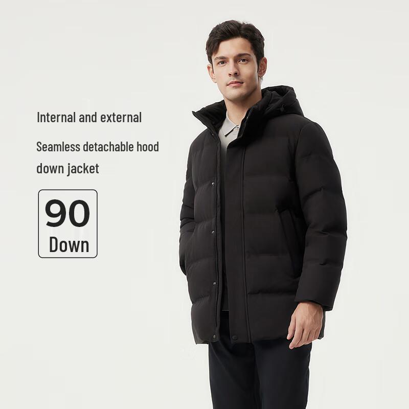 Tanboer Men's Loose Fit Detachable Hood Business Down Jacket 510505D