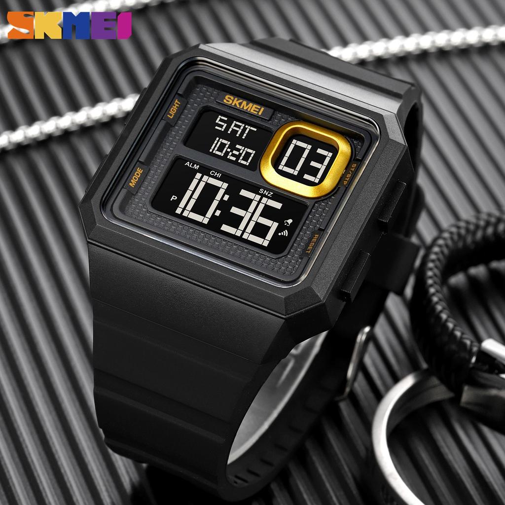 Skmei Уличные военные спортивные часы, мужские цифровые наручные часы с обратным отсчетом и светодиодной подсветкой, 5 бар, водонепроницаемый будильник, reloj hombre