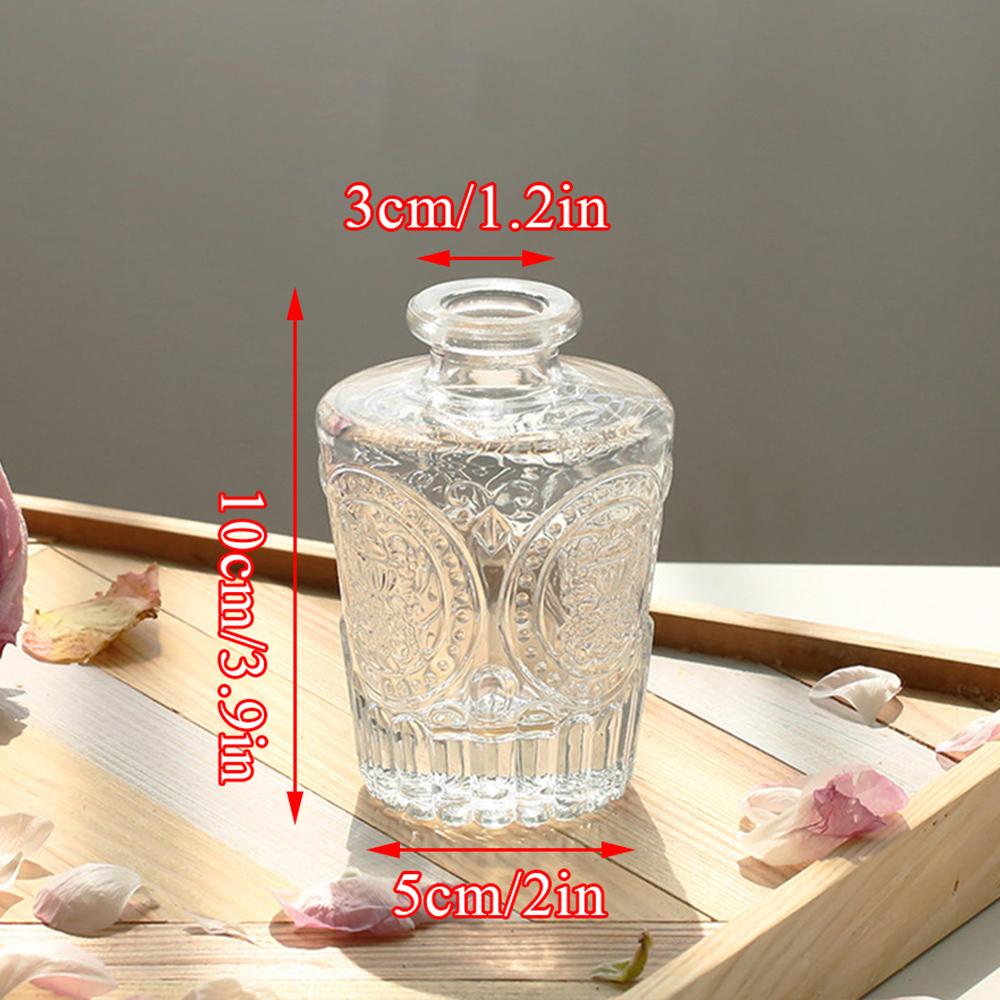 INS мини свадебная стеклянная ваза для цветов с тиснением в стиле ретро, ​​прозрачная ваза для гидропоники, настольные украшения, украшение для дома