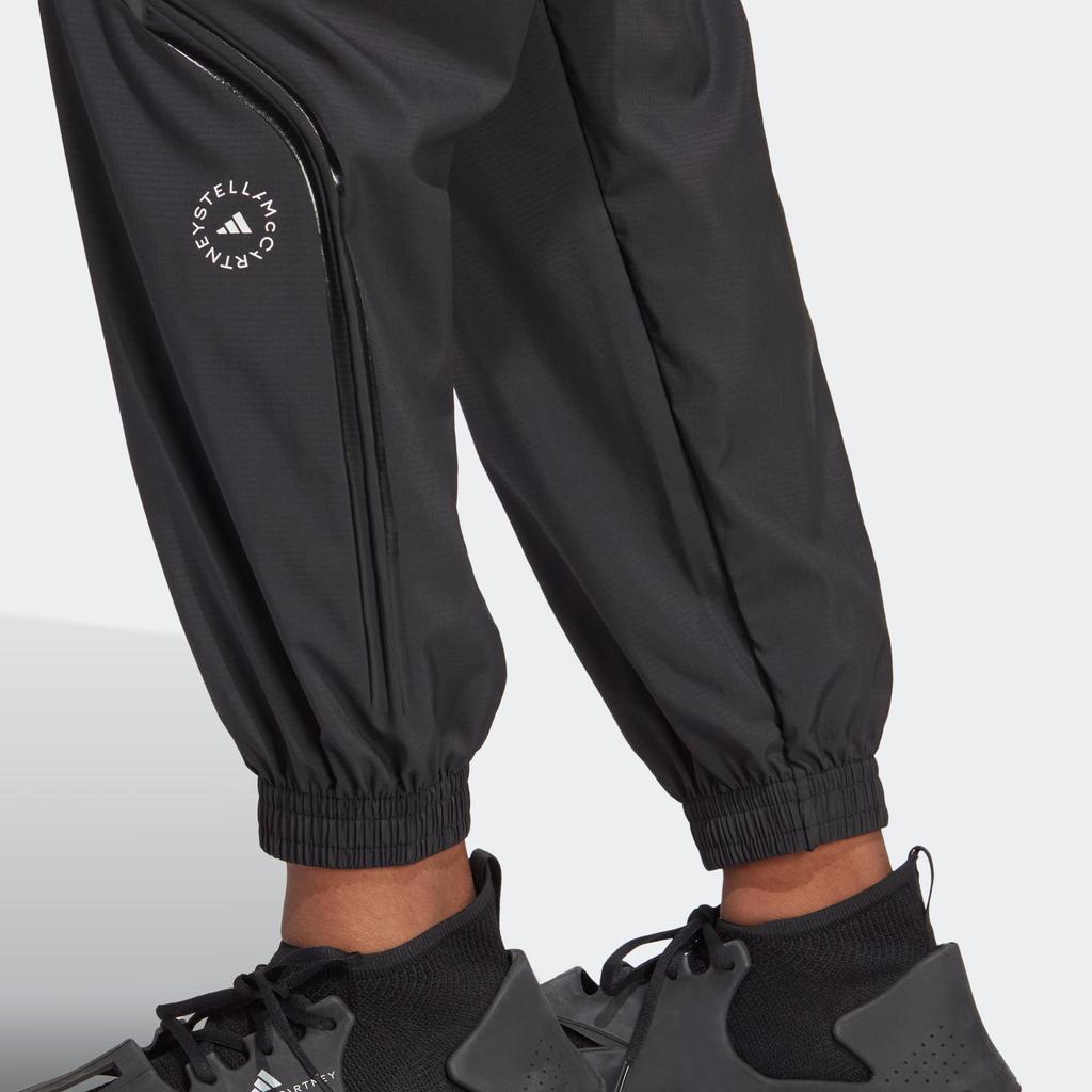 Adidas Stella Mc Cartney Tapered Pants Solid Color With Zipper Pockets Loose Fit Women Pants Black HR2209