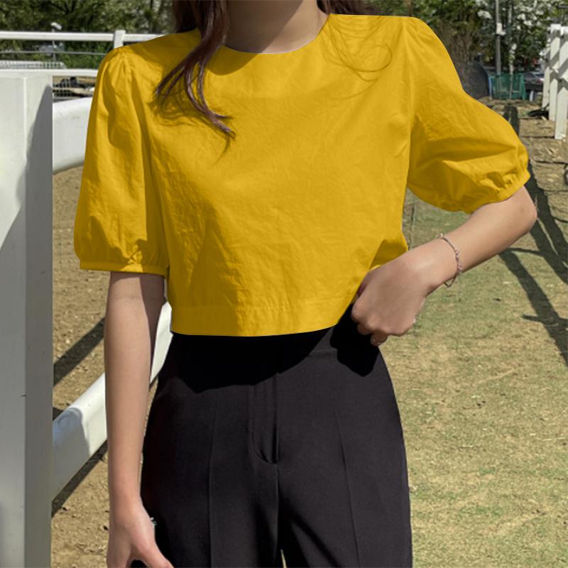 VONDA Women Summer Round Neck Short Sleeve Blouses