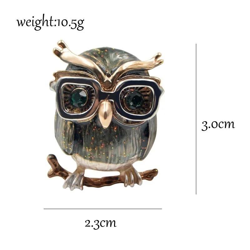 Милая зеленоглазая сова брошь очки модная эмалевая булавка брошь в виде животного хороший подарок для детей и женщин на Новый год