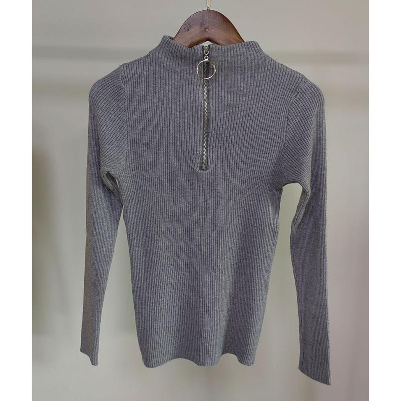 Autumn and Winter Half High Collar Zipper Knitted Sweater Women Fashion Long Sleeve Warm Base Women Sweaters Tops Solid Slim Pullover Knitwears 24966