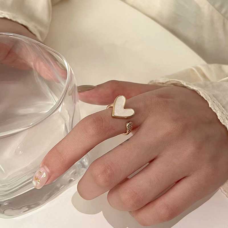 Love Ring Women's Temperament Heart Shape Geometry Open Index Finger Ring MIT