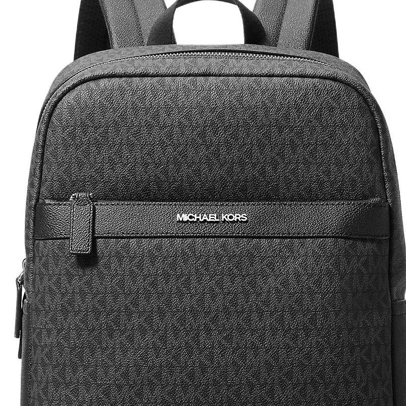 Michael Kors Mk Cooper Bronze Hardware Coated Canvas Polyester Pu Backpack Medium Men backpack Black 37T5LCOB7B-BLACK