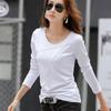 Осенняя женская футболка с длинным рукавом, офисные женские топы, хлопковая футболка, повседневный топ