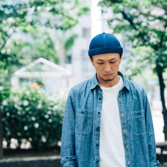 [Nakota] Denim Sweat Roll Cap Active Denim Roll Cap Fisherman Cap Hat Free Size Indigo