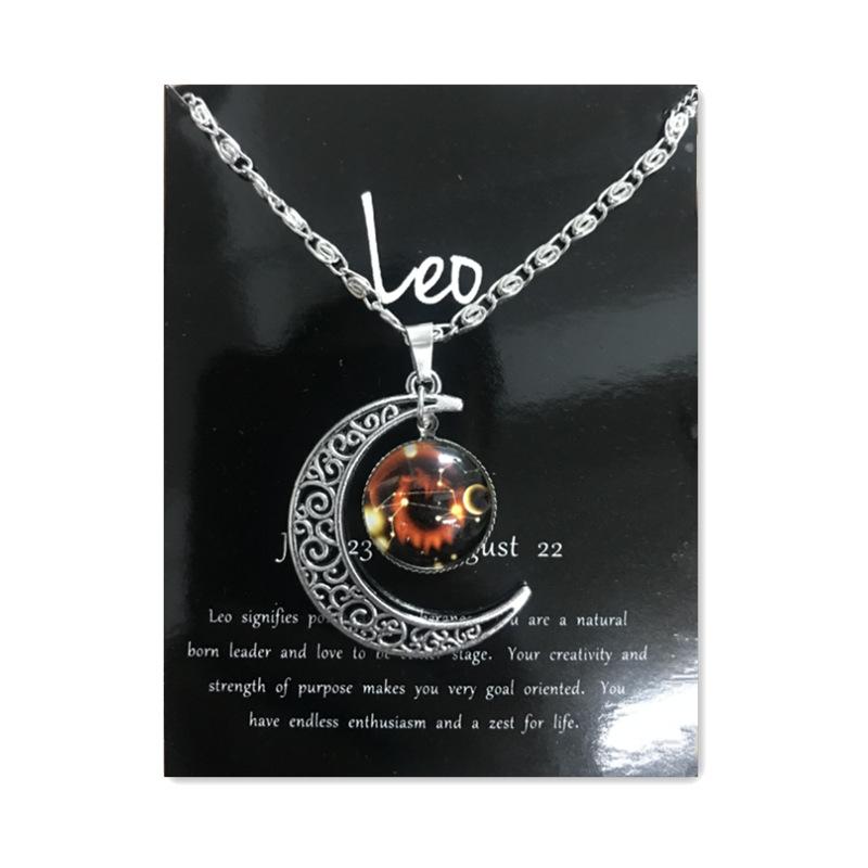 Новое европейское и американское светящееся ожерелье с двенадцатью знаками зодиака, винтажный кулон в виде луны, короткое ожерелье