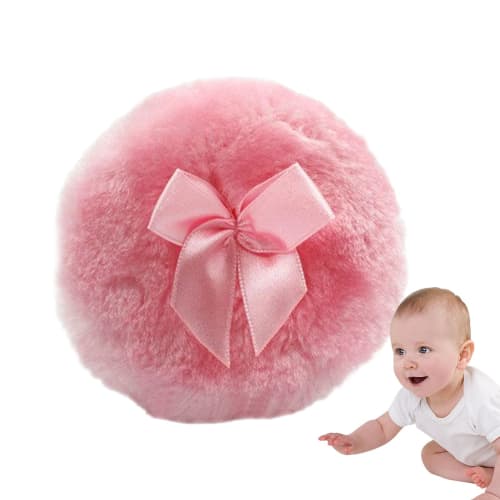 Furry Powder Puff, Baby Powder Puff for Adults, Soft Round Body Cosmetic Powder Puff with Ribbon Ribbon, Dry Makeup Tool for Home/Travel, Body Powder