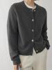 Women's Pure Wool Knit Cardigan: Autumn/Winter Long Sleeve, Round Neck, Thickened Sweater for a Slimming, Loose Fit.