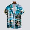 Men's Underwater World Dolphin 3D Print Hawaiian Shirt, Short Sleeve Floral Print Casual Hawaiian Tropical Top