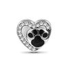 Shiny Zircon Puppy Wolf Charms Dog Claw Bones Clip Beads Safety Chain Pendant Fit Bracelet Women DIY 925 Silver Jewelry
