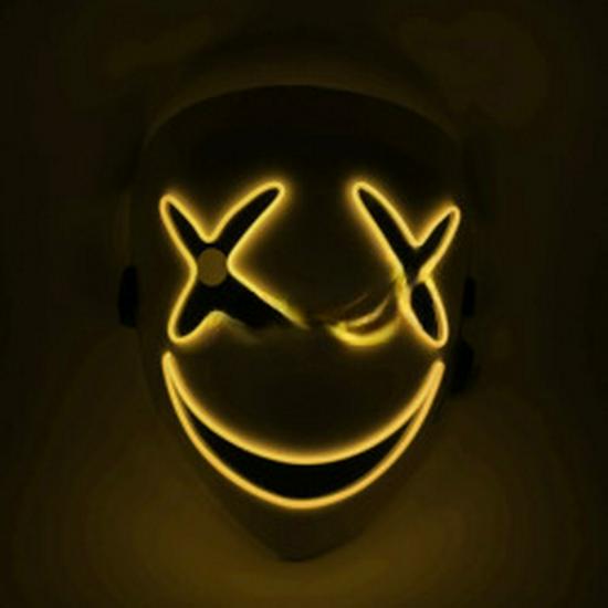 Светодиодная светящаяся черная пуля-улыбка призрачный клоун полнолицевая маска на Хэллоуин