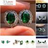 Exquisite Female Stud Earrings for Party Brilliant Green Zirconia Aesthetic Accessories for Women Trendy Delicate Jewelry