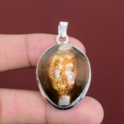 Подвеска из ракушки каури, драгоценный камень, уникальная бижутерия, кулон из стерлингового серебра 925 пробы, кулон ручной работы, красивые серебряные украшения, подарки для матери