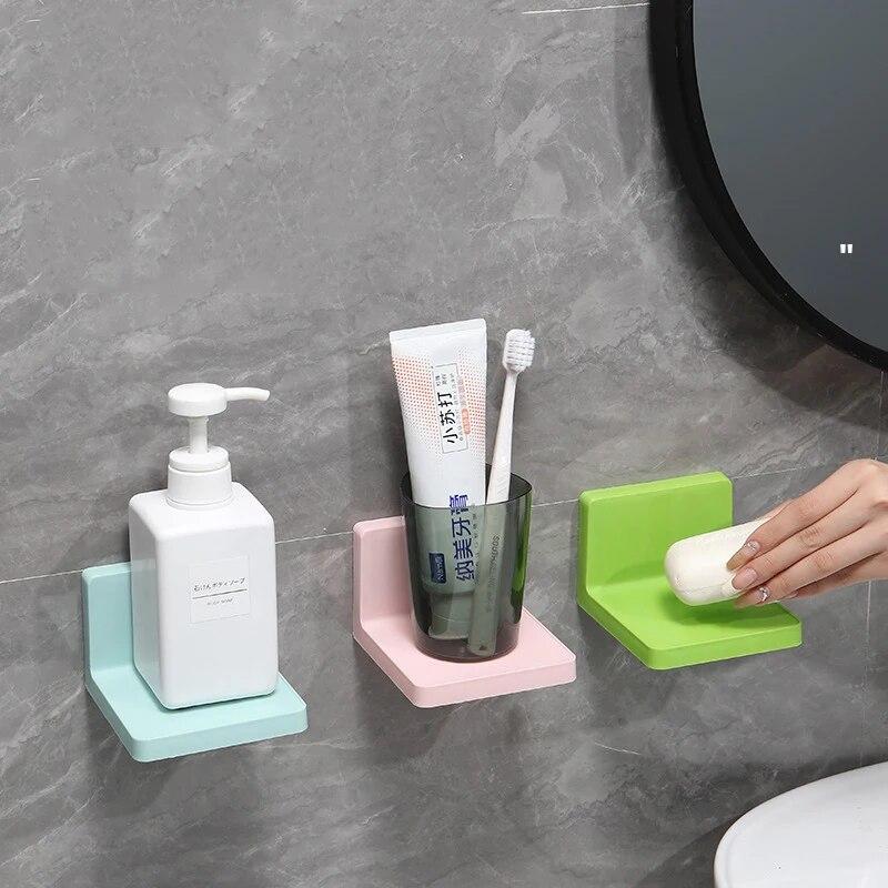 Многофункциональная настенная полка для хранения, держатель для мыла, губки, полки для кухни и ванной комнаты, держатель для ключей с дистанционным управлением без дрели