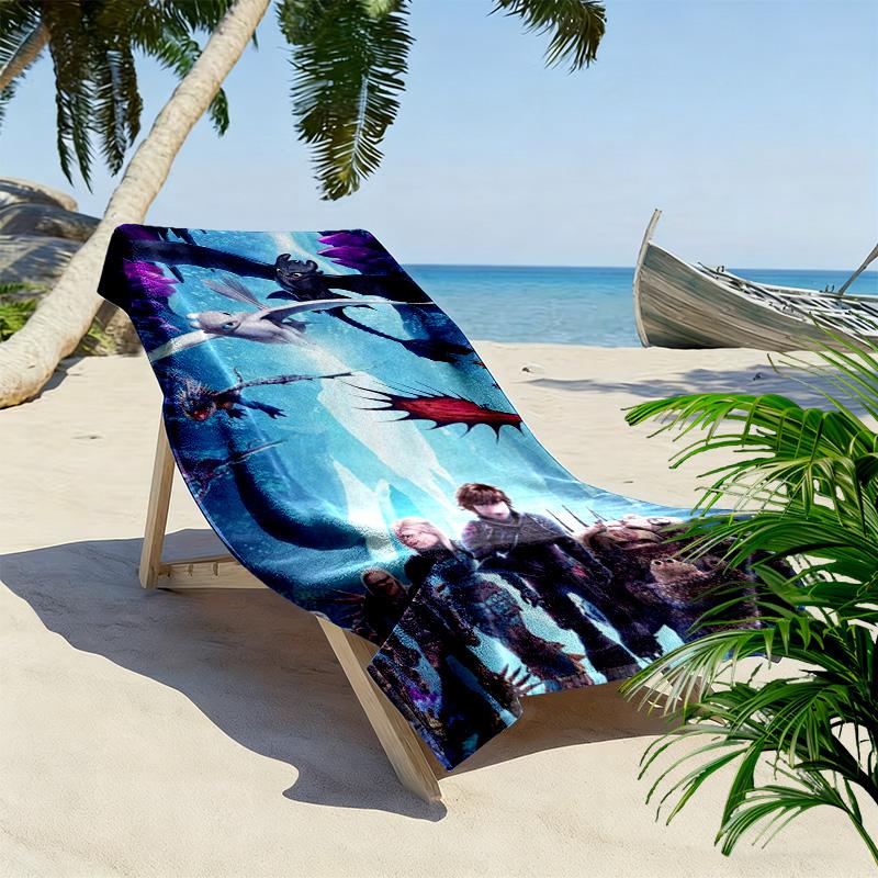 Dragon Trainning Print Beach Towel, Large Soft Quick Dry Towel for Beach Camping Swimming