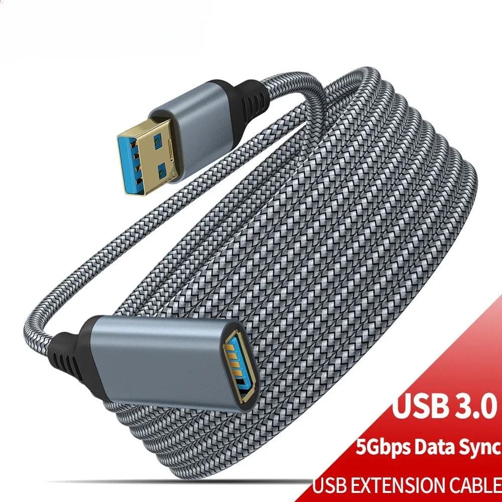 Нейлоновый плетеный кабель USB 3.0 папа-мама для высокоскоростной передачи данных, удлинительный кабель для компьютера, камеры, принтера 0.5м 1м 2м 3м 5м