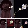 Girls Glaze Flower Chinese Style Female Antique Hairpin Han Costume Accessories Wooden Hair Stick