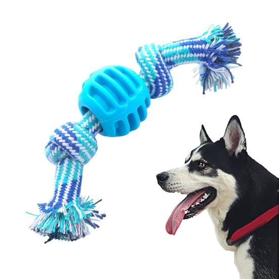 Игрушка для домашних животных Мяч с двойным узлом, устойчивый к укусам, хлопковая веревка, игрушка для жевания собак