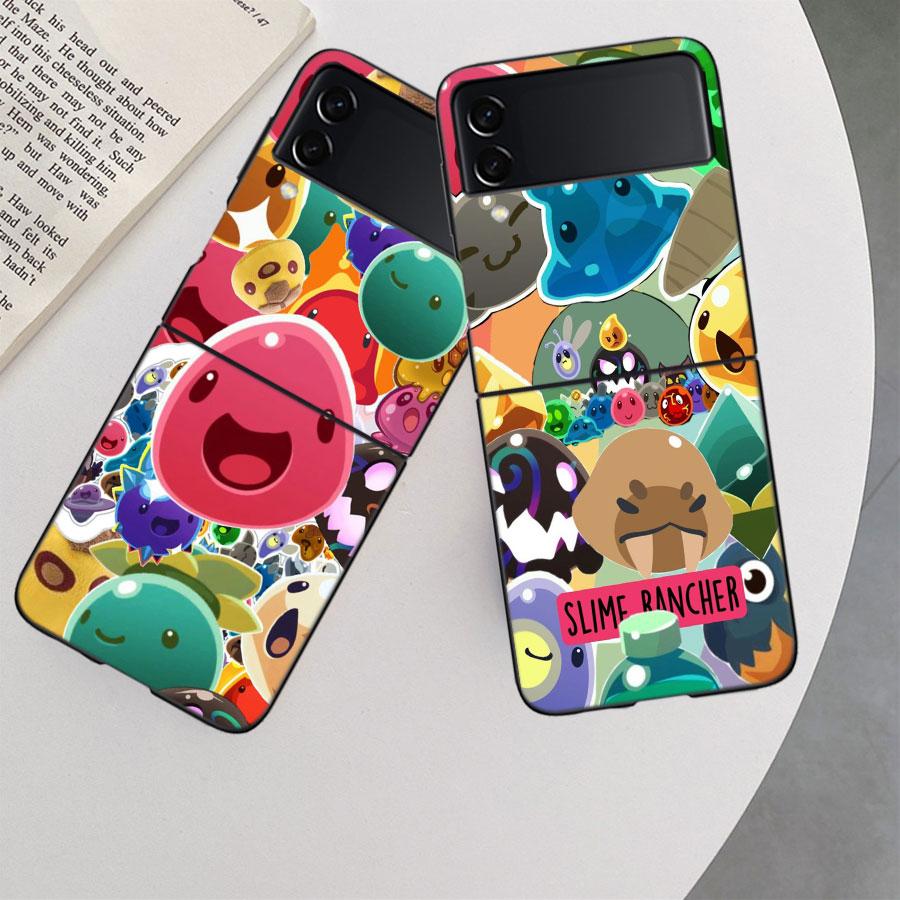 Чехол для телефона Game S-Slime R-Rancher для Samsung Z Flip 7 6 5G Galaxy Z Flip 5 4 3 Черный Жесткий Чехол-Защита Роскошный ПК Корпус Coque