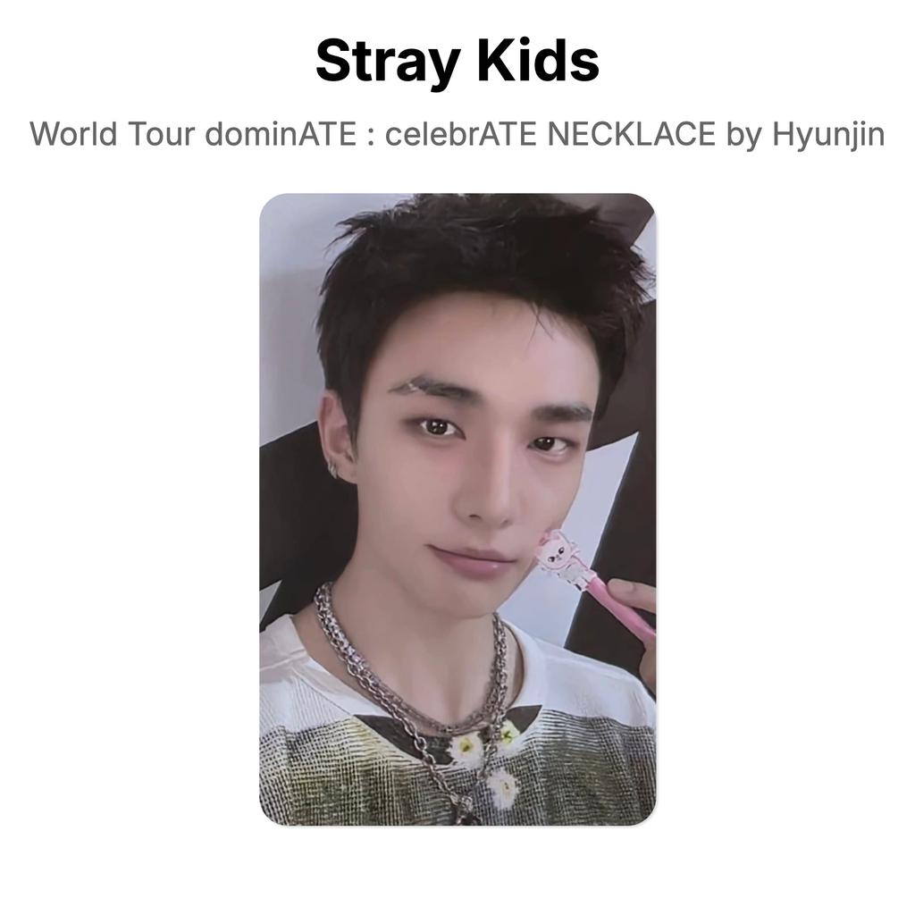 Stray Kids ХЁНДЖИН Мировой тур dominATE : Ожерелье CELEBRATE от Hyunjin Официальная фотокарточка
