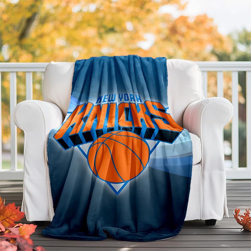 1pc New York Knicks Theme Blanket - Digital Print, Polyester, Cozy for All Seasons, Perfect for Outdoor, and Travel