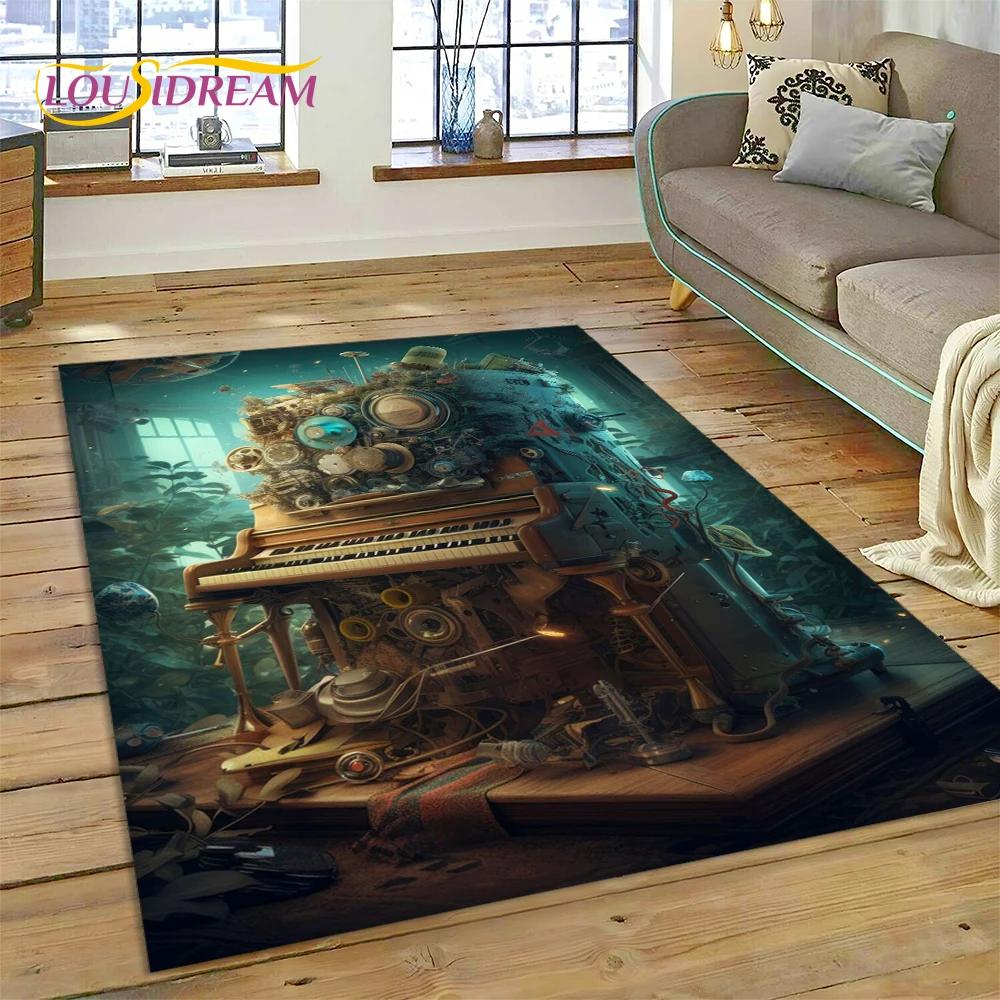 3D Dream Piano Key Музыкальный инструмент Мультяшный коврик Большой, ковер для дома Гостиная Диван Коврик Декор, детский нескользящий напольный коврик