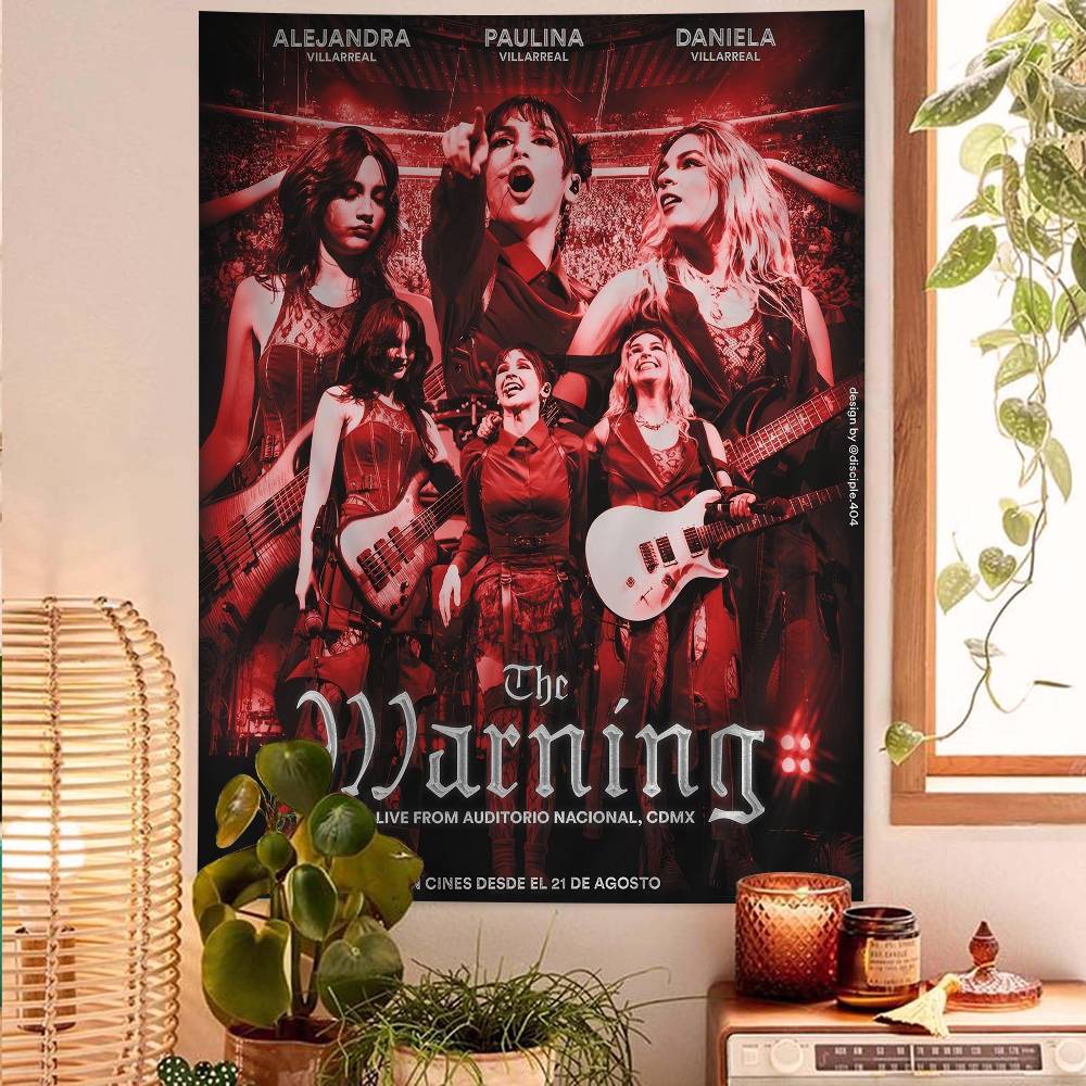 Band TThe Warning Anime Tapestry Hippie Flower Wall Carpets Dorm Decor Cheap Hippie Wall Hanging