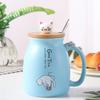 Coffee Mug With Lid Cat Style Ceramic Coffee Cup with Spoon Cute Kawaii Large Capacity Milk Tea Mug with Handle Birthday Gift