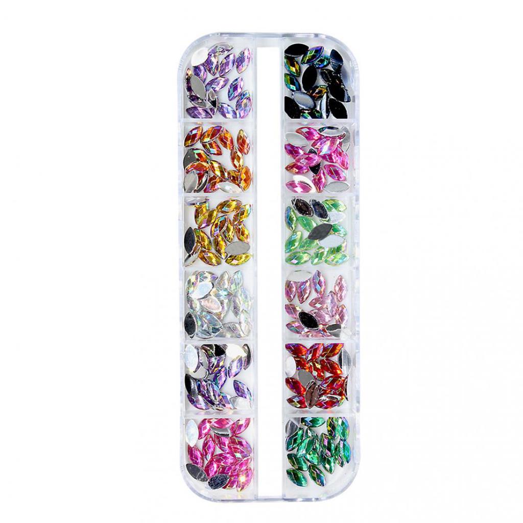 12 Grid 3D DIY Glitter Nail Art Rhinestone Sequins Decoration Manicure Tips