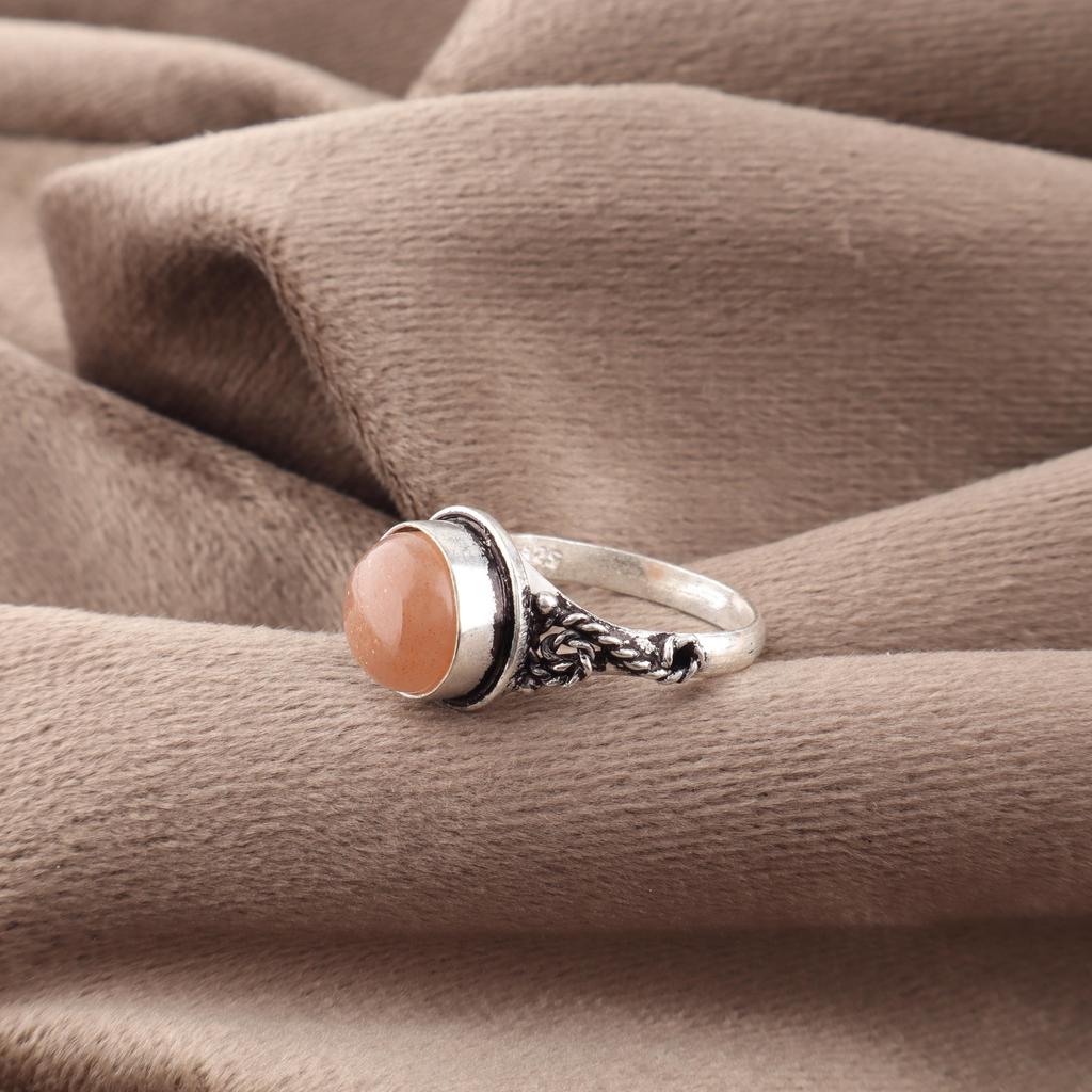 Peach Moonstone Gemstone Jewelry, 925 Solid Sterling Silver Ring, Handmade Gorgeous Silver Ring, For Wedding Gift