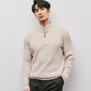 Half Zip Stand Collar Twisted Knit Sweater Men Casual Business Winter Outerwear
