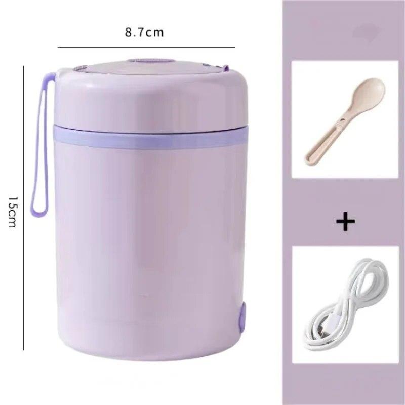 Чашка для завтрака из нержавеющей стали, подключаемая через USB, изолированная чашка для супа, чашка для каши, уличная портативная чашка для воды, изолированная коробка для обеда с подогревом