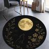 Круглый коврик «Ботанический кролик», Винтажный коричневый заяц с ромашками, Круглый цветочный коврик с узорным бордюром для декора с животными или комнаты в природном стиле