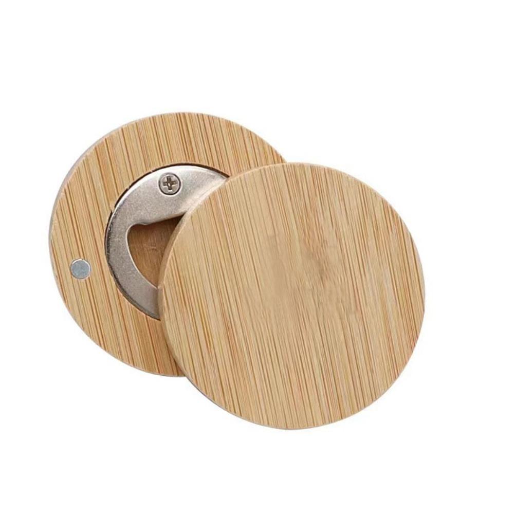 Magnet Bamboo Bottle Opener Round Beer Bottle Opener Simple Can Driver  Home