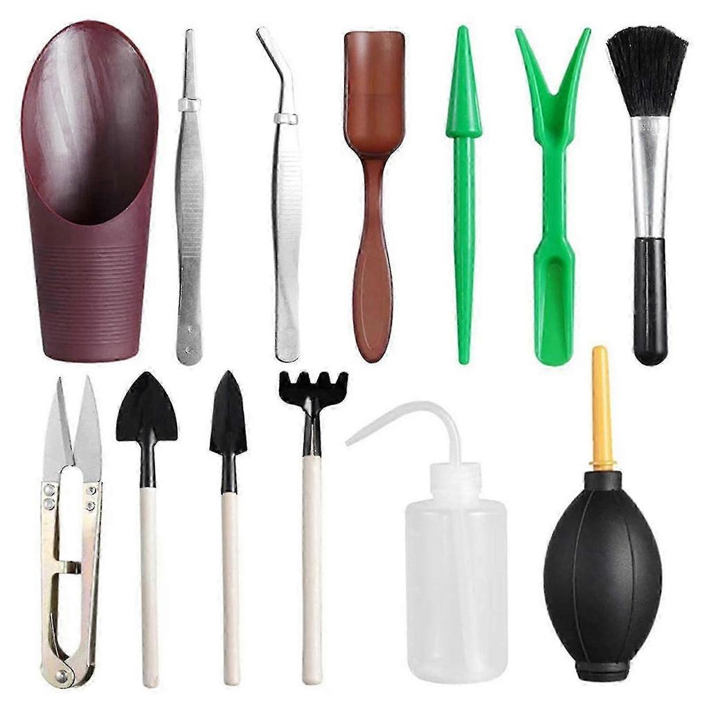 13-Pc Mini Bonsai Tool Kit, Succulent Rake/Shovel/Water Bottle, Garden Set