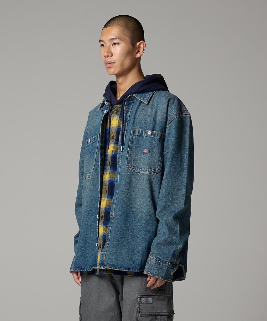 Dickies Механик Свободная Джинсовая Рубашка Хаки с Голубым Оттенком