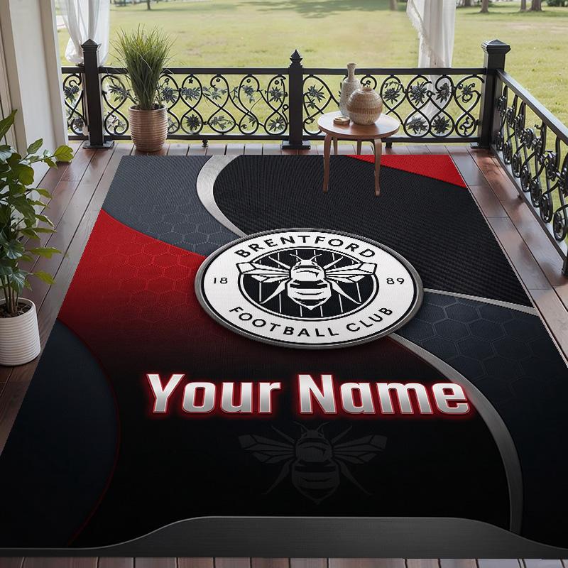 Custom Text Printed Rug Brentford Football Non Slip Floor Carpet For Home Room Decor
