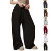 Women's Wool Wide-Leg Sweatpants Winter Warm Straight-Cut Sports Pants With Pockets