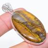 Tiger Eye Handmade 925 Sterling Silver Jewelry Pendant 2.25" A9u22