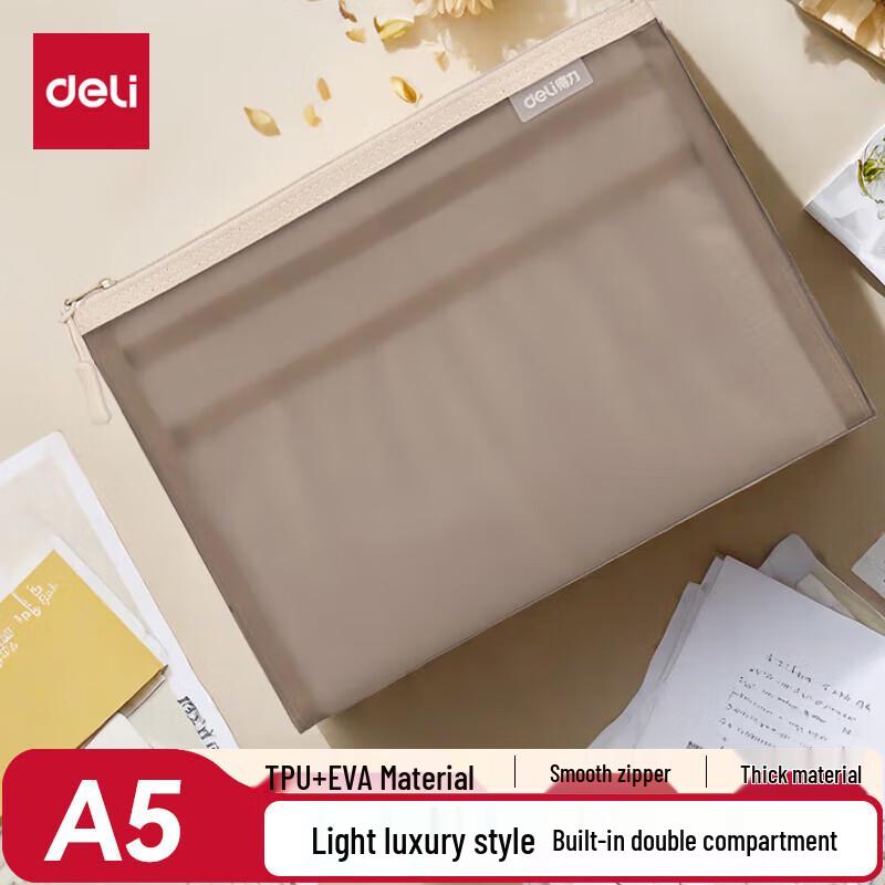 Deli TPU Multi-layer Zipper Document Pouch