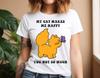 Funny Cat Graphic Tee, Orange Cat Butterfly, Retro 1990s Style