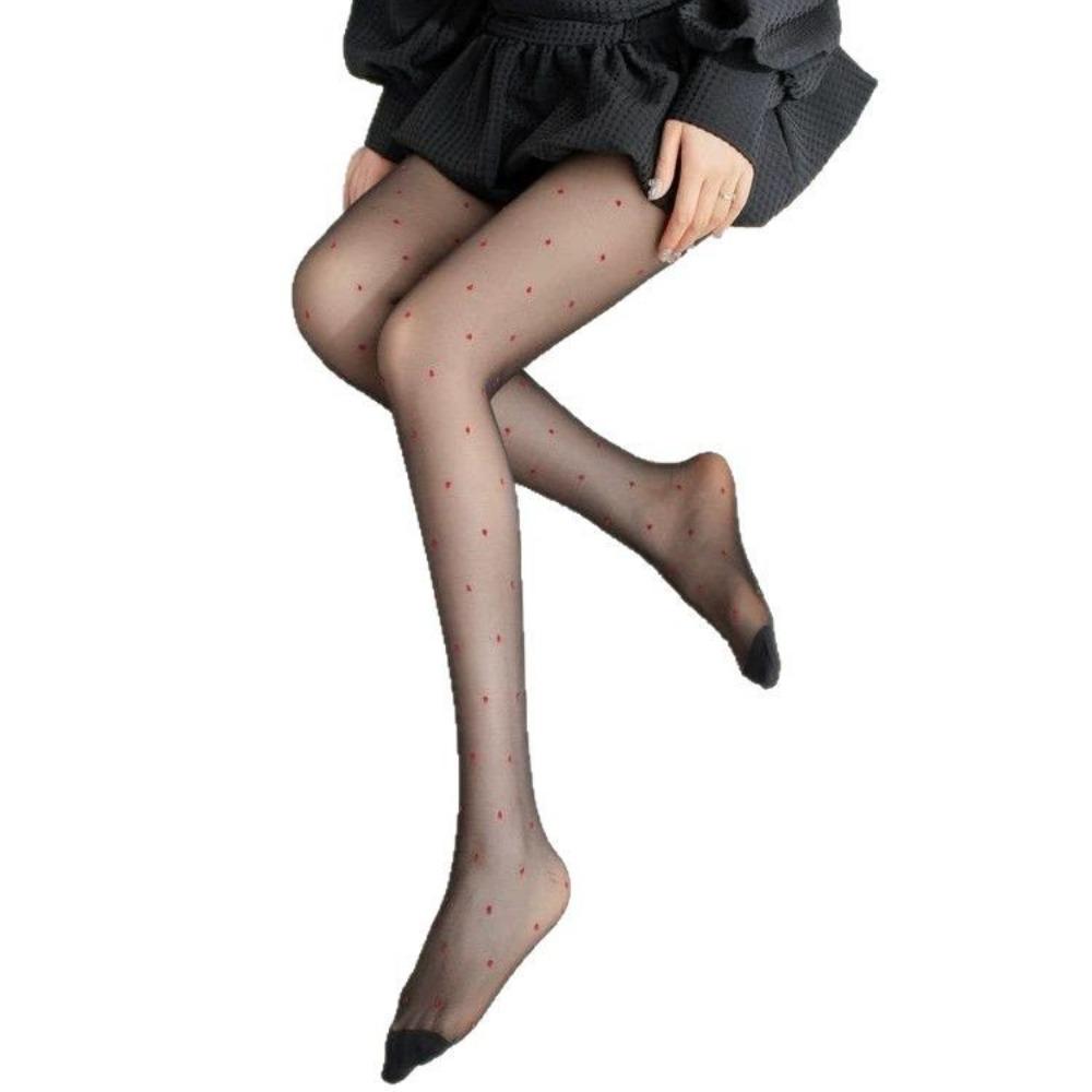 Retro Red Polka Dot Stockings Miu Bottom Socks JK Black Silk Women's Spring and Autumn Ankela Socks Thin