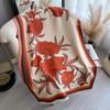 Retro High-End Simple And Elegant Flower Thickened Scarf Winter Scarf Women'S Fashion Warm Shawl