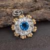 Ювелирное изделие с швейцарским голубым топазом, кулон с драгоценным камнем, кулон из стерлингового серебра 925 пробы, ювелирное изделие ручной работы, серебряное украшение для подарка
